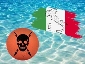 bandiera italia e simbolo pericolo